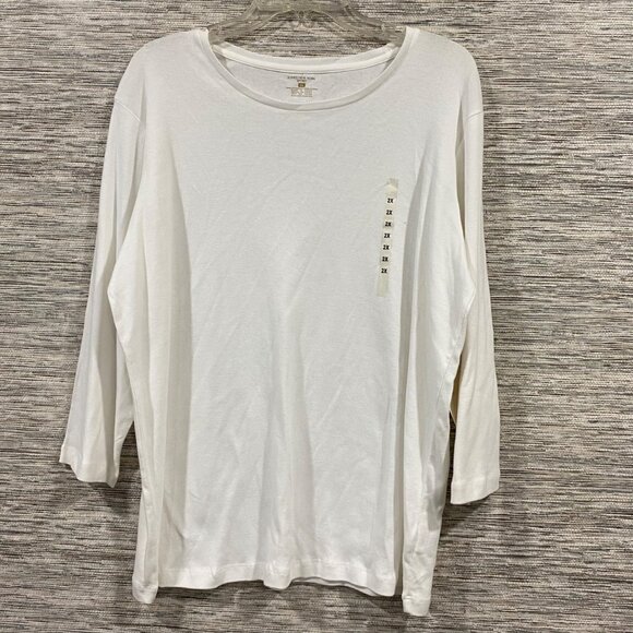Jones New York Sport White 2X Scoop Neck 3/4 Sleeve Tee Wardrobe Essential NWT - Picture 1 of 4